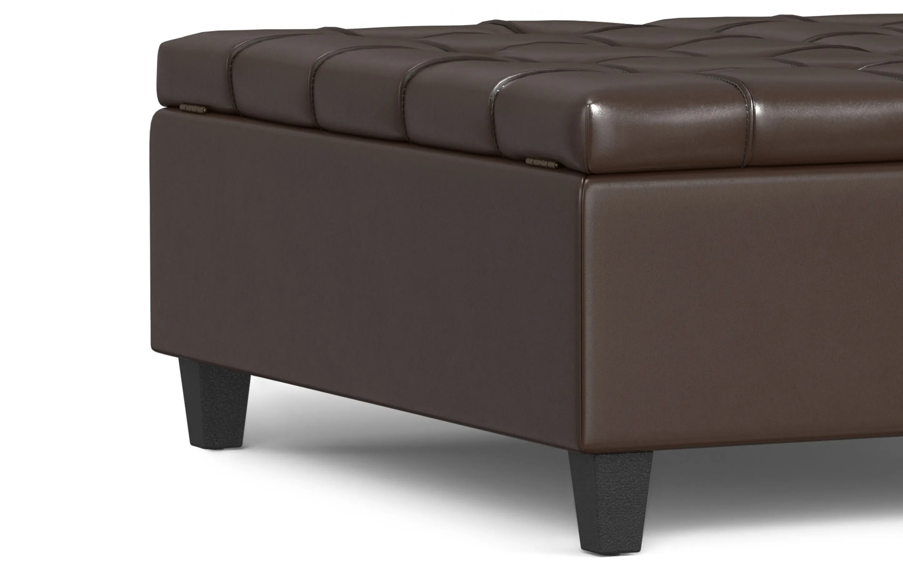 Harrison Large Square Coffee Table Storage Ottoman in Vegan Leather