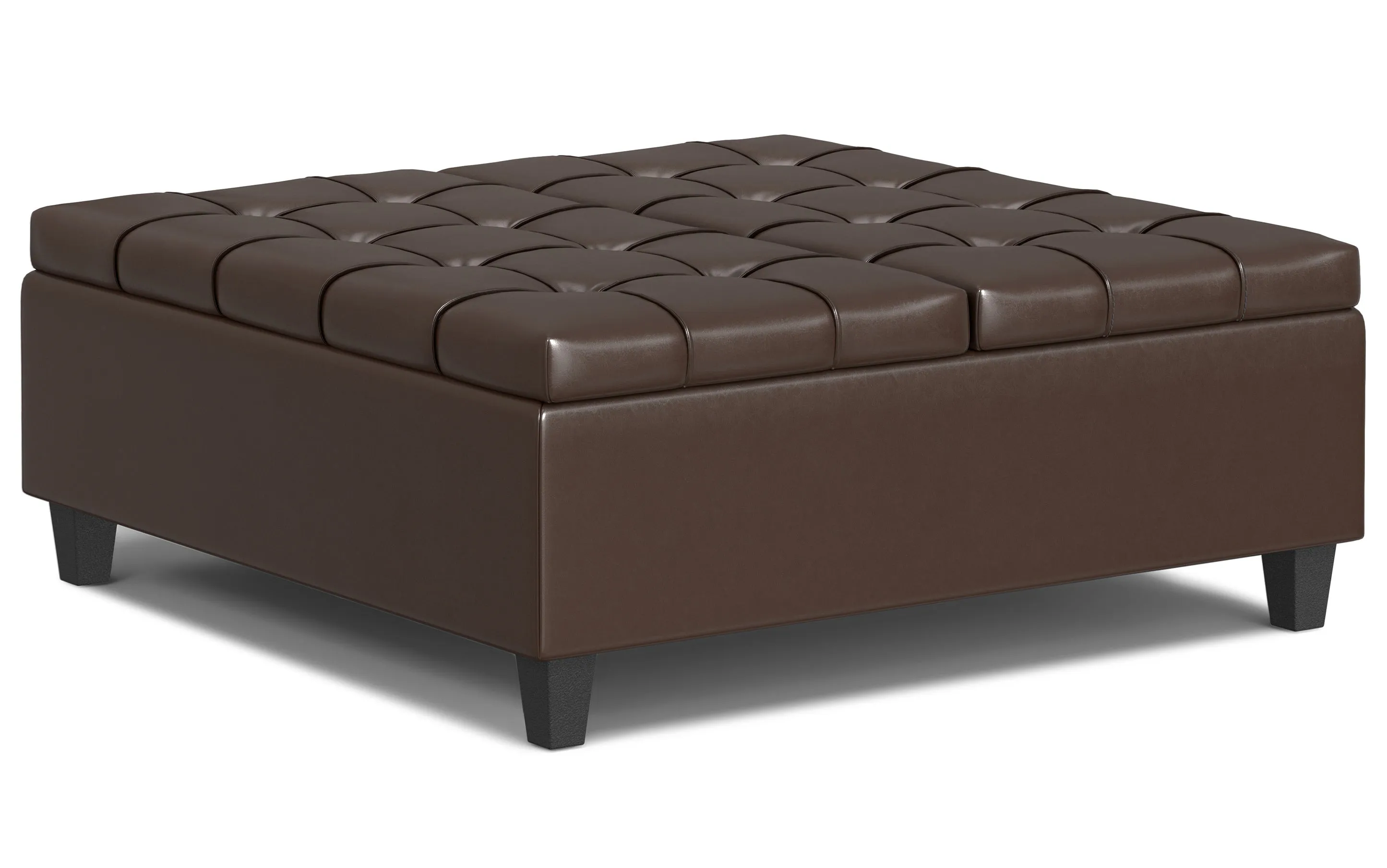 Harrison Large Square Coffee Table Storage Ottoman in Vegan Leather