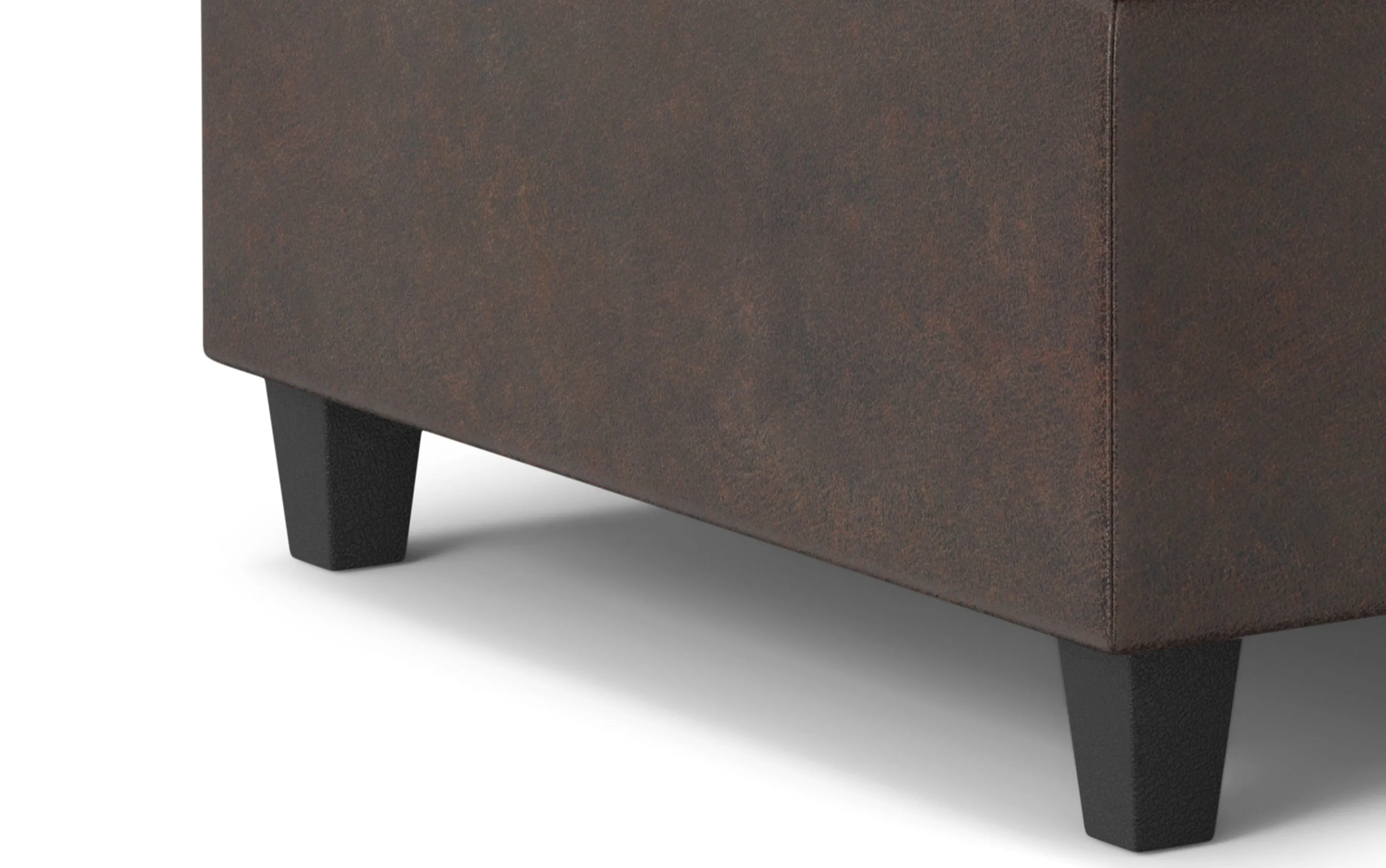 Harrison Small Square Coffee Table Storage Ottoman in Distressed Vegan Leather