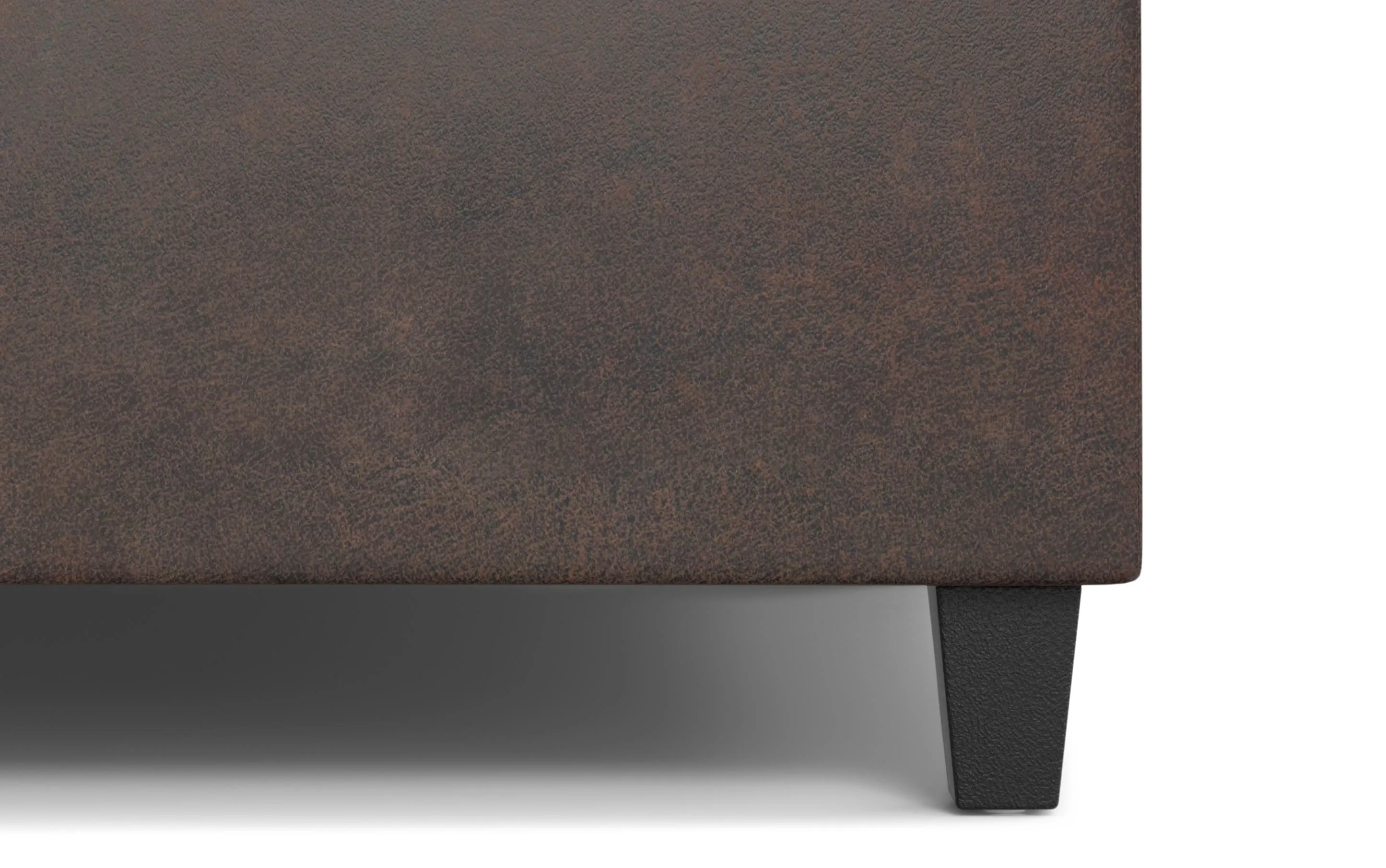 Harrison Small Square Coffee Table Storage Ottoman in Distressed Vegan Leather