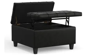 Harrison Small Square Coffee Table Storage Ottoman in Vegan Leather