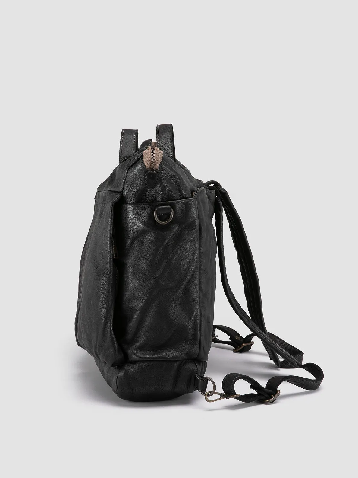 HELMET 036 - Black Leather Backpack