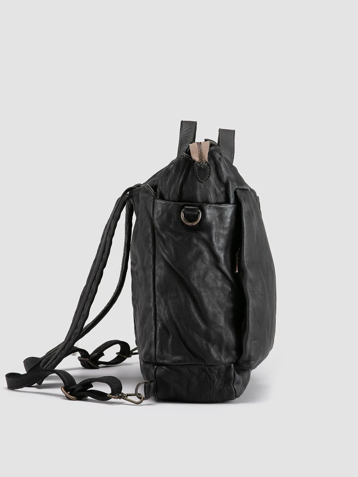 HELMET 036 - Black Leather Backpack