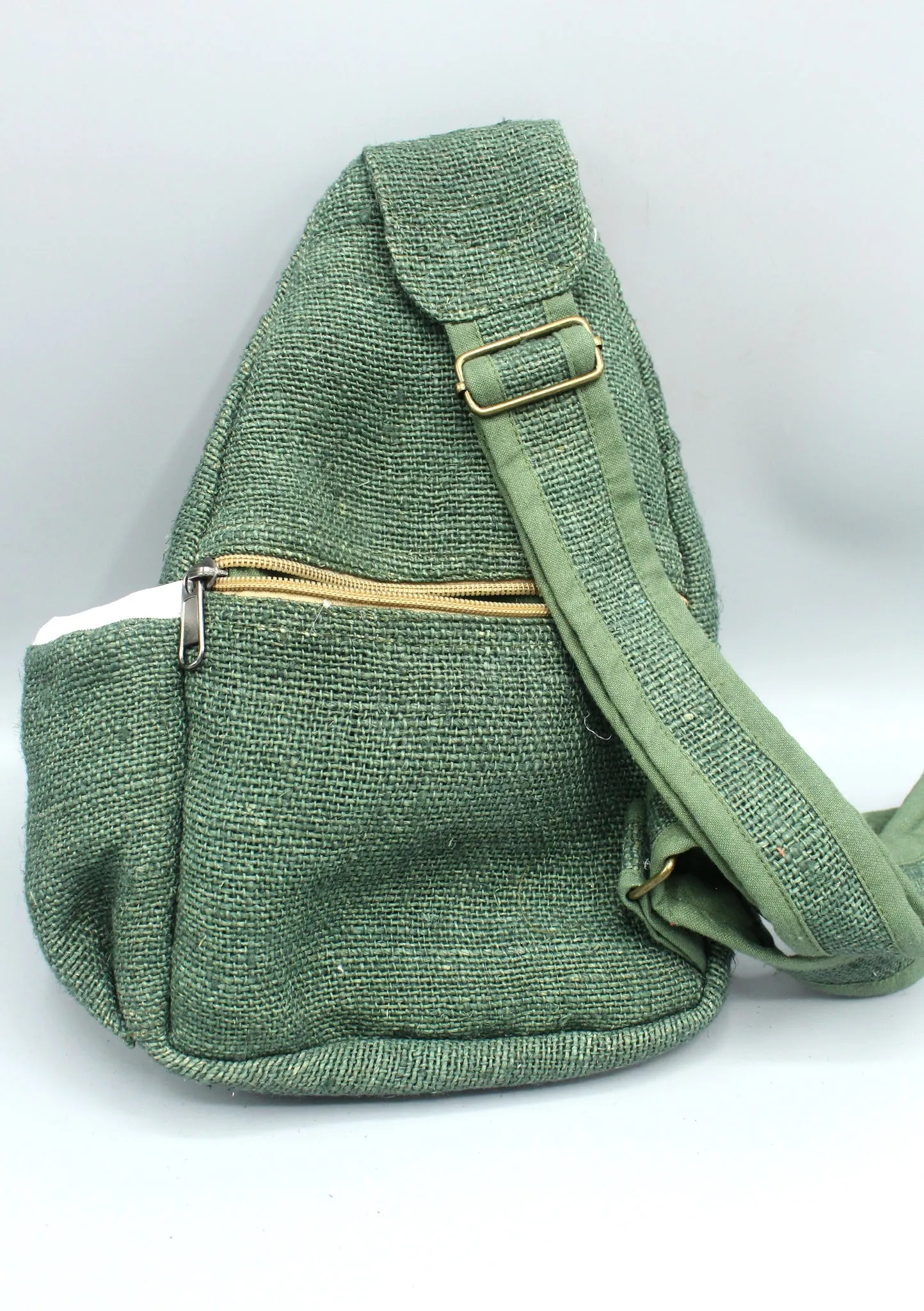 Hemp and Cotton Mix Mono Colored Cross Body Sling Bag