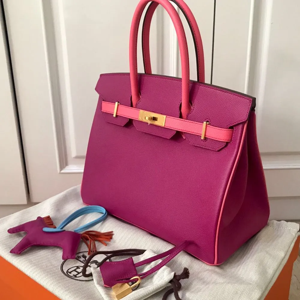 Hermès Birkin HSS 30 Rose Pourpre/Rose Azalee Epsom Brushed Gold Hardware BGHW