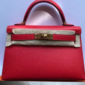 Hermès Kelly 20 Rouge Tomate Sellier Epsom Gold Hardware GHW