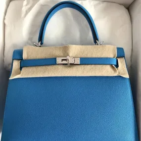 Hermès Kelly 25 Bleu Frida Sellier Epsom Palladium Hardware PHW