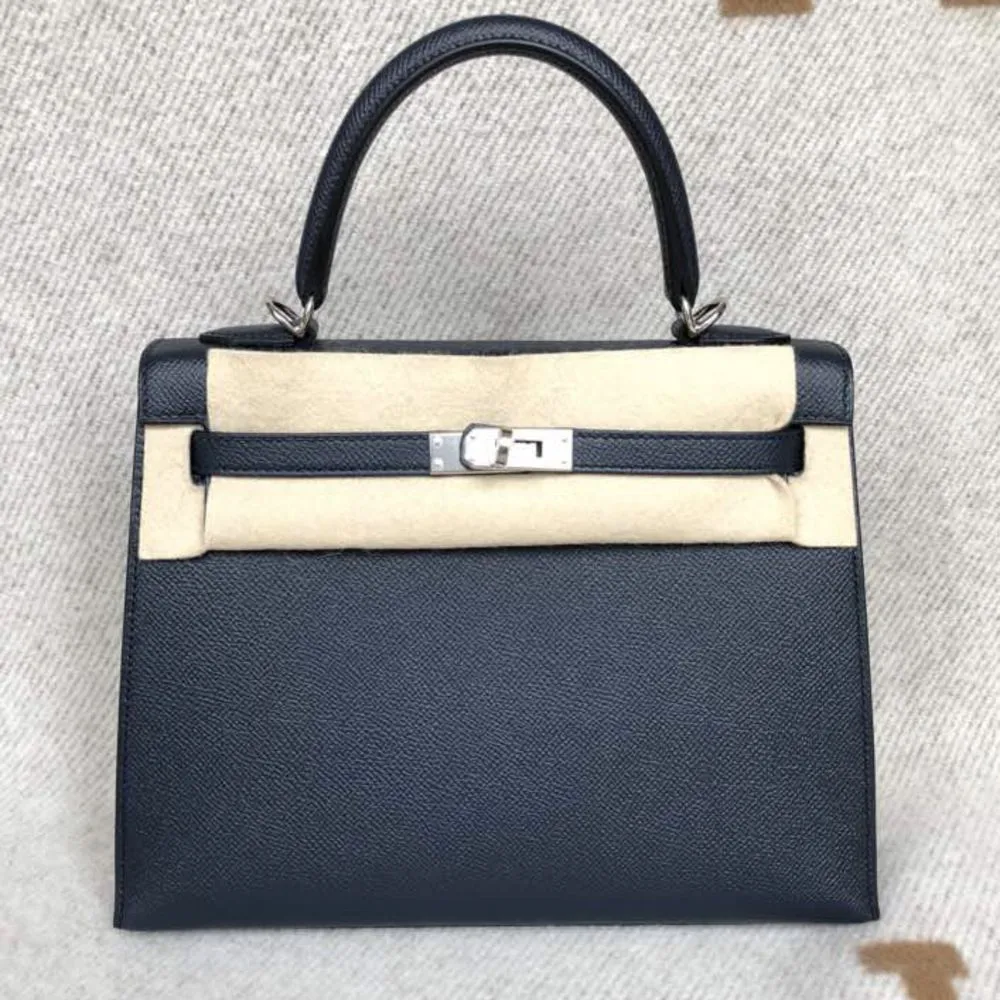 Hermès Kelly 25 Bleu Indigo Sellier Epsom Palladium Hardware PHW