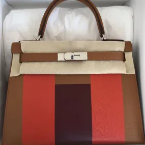 Hermès Kelly Limited Edition 28 Gold/Capucine/Rouge H Lettre H Epsom Palladium Hardware PHW