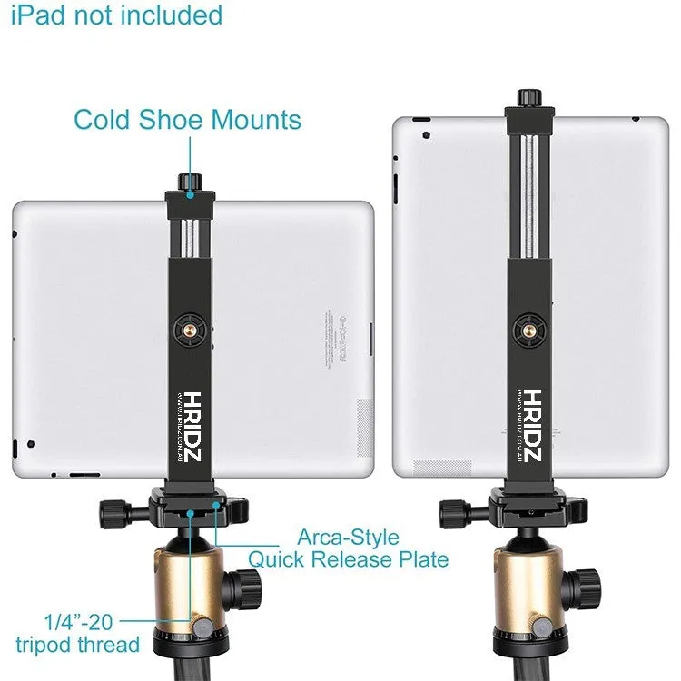 Hridz Adjustable Tablet Holder Mount For Stand Tripods fits iPad Tablets iPads