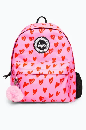 Hype Girls Iconic Scribble Hearts Pink Backpack