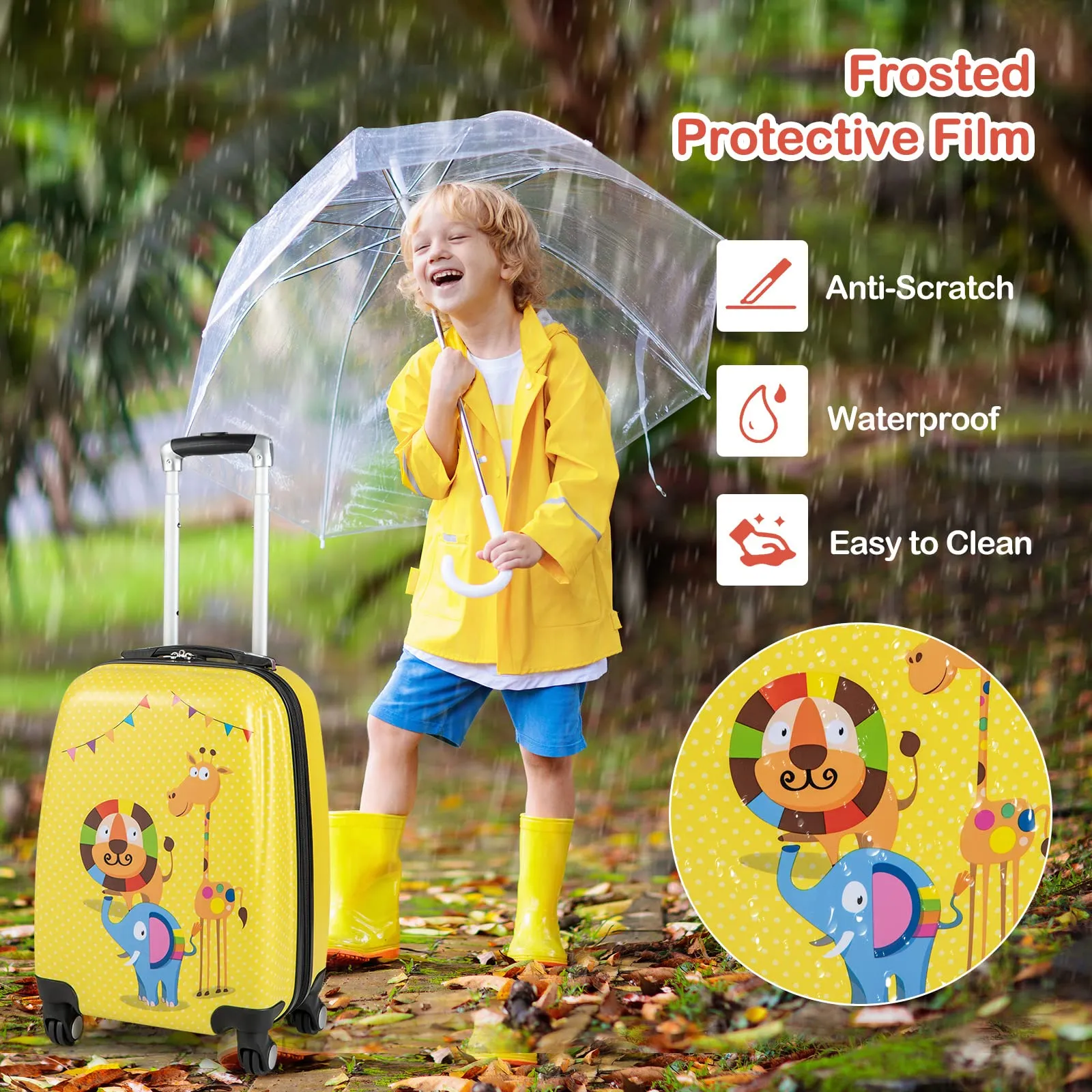 INFANS Kid Luggage Set, 12’’ Travel Backpack and 18’’ Carry on Suitcase for Children, 2 Pcs Trolley Case Gift