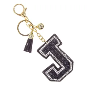 J Initial Black Keychain