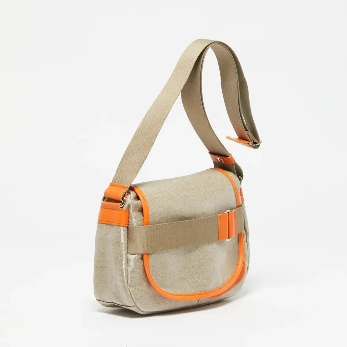 Jack Gomme Paris Petit Gaby Linen Satchel Natural   Orange