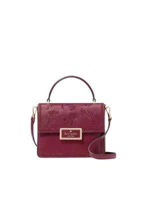 Kate Spade Reegan Botanical Embroidered Small Top Handle Crossbody Bag In Blackberry KH480