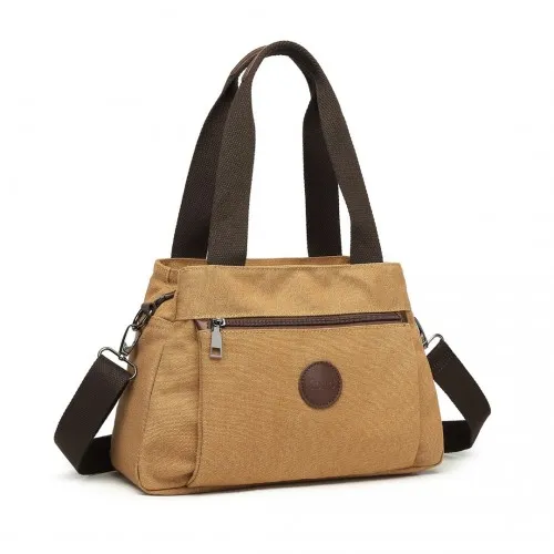 Kono Canvas Cross Body Bag - Stylish & Durable Tote | Water-Repellent Brown Bag