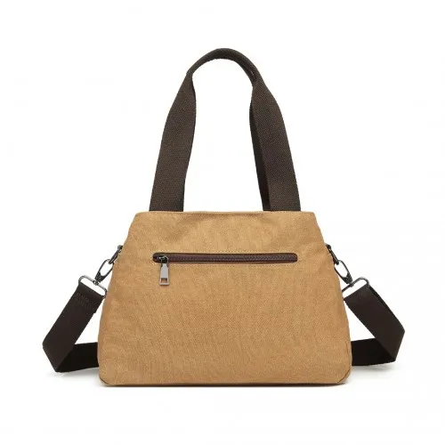 Kono Canvas Cross Body Bag - Stylish & Durable Tote | Water-Repellent Brown Bag