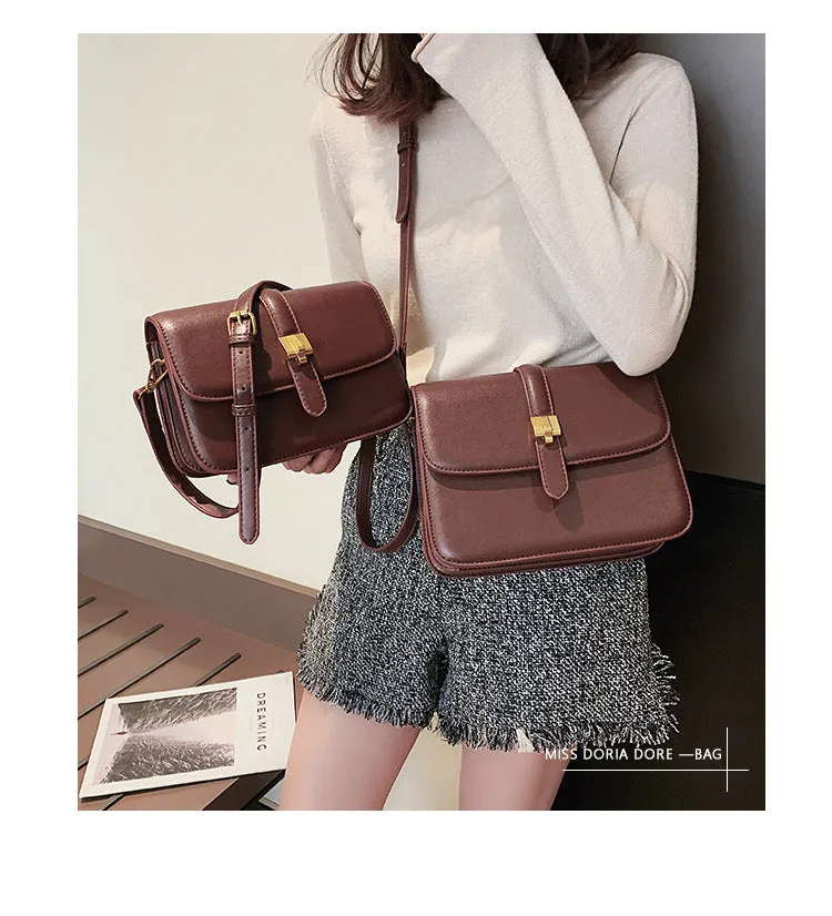 [Korean Style] Classic Box Faux Leather Vintage Bag