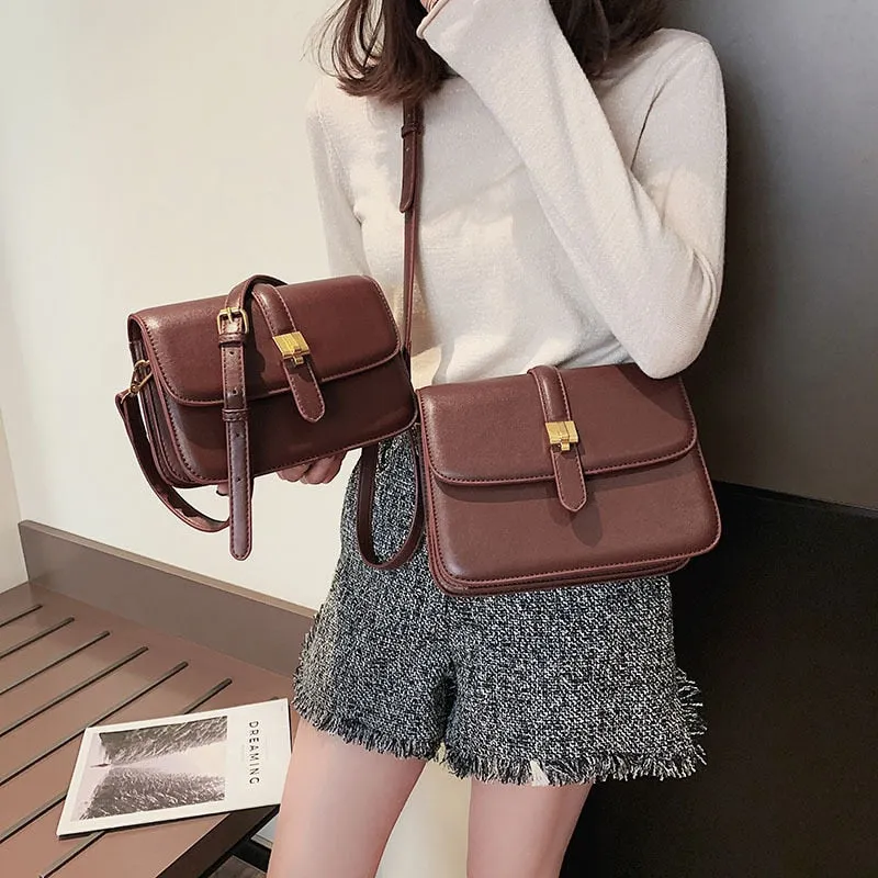 [Korean Style] Classic Box Faux Leather Vintage Bag