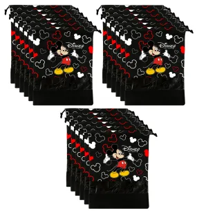 Kuber Industries Disney Mickey Print 18 Piece Non Woven Travel Shoe Cover, String Bag Organizer (Black) -HS_35_LUGGAGE17977