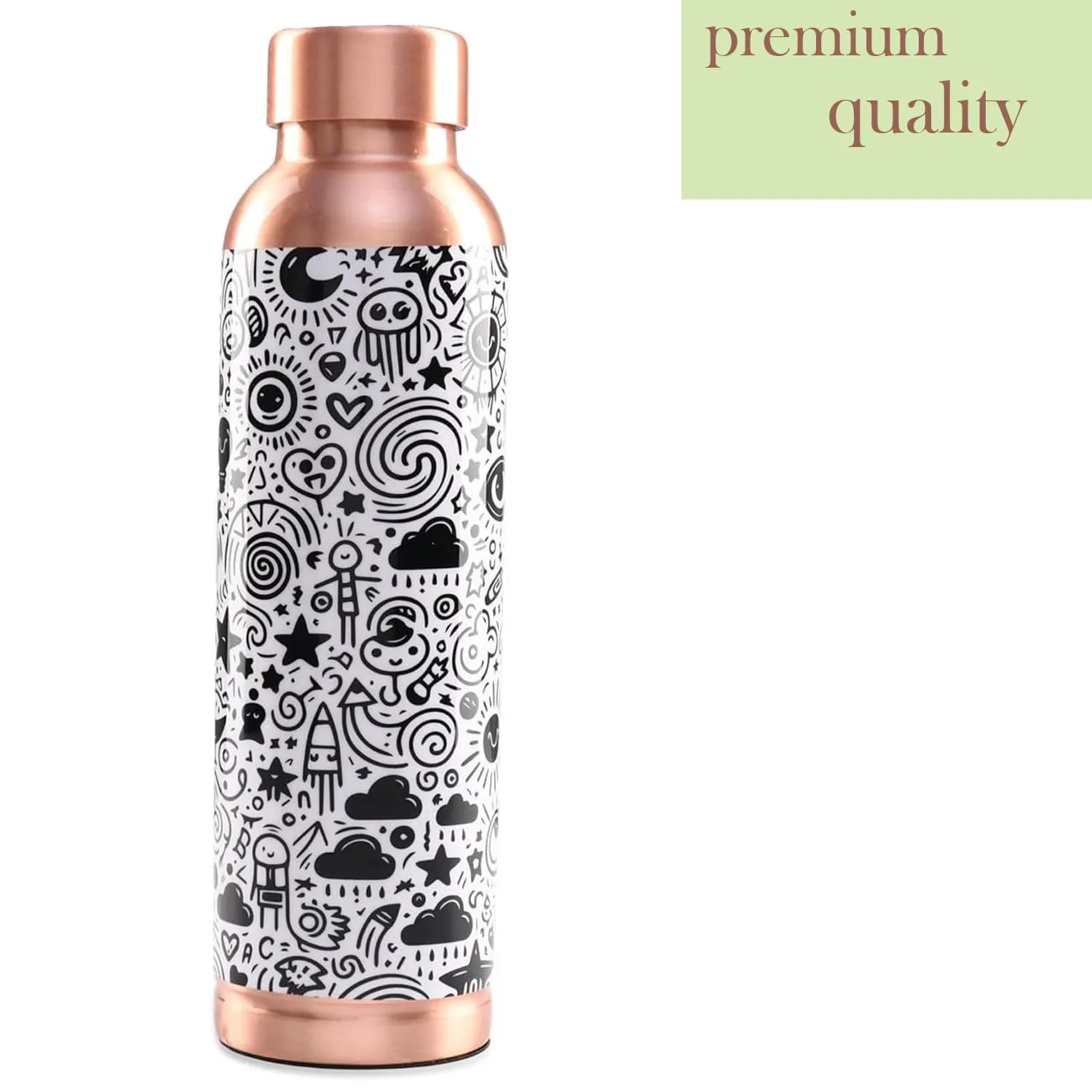 Kuber Industries Pack of 5 Copper Water Bottle - Non-Toxic & Leakproof Tamaba Bottle for Office/Gym/Yoga/College, Men & Women - 950ml | Mosiac Design