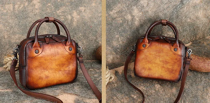 Ladies Small Leather Handbag Brown Shoulder Bag For Women