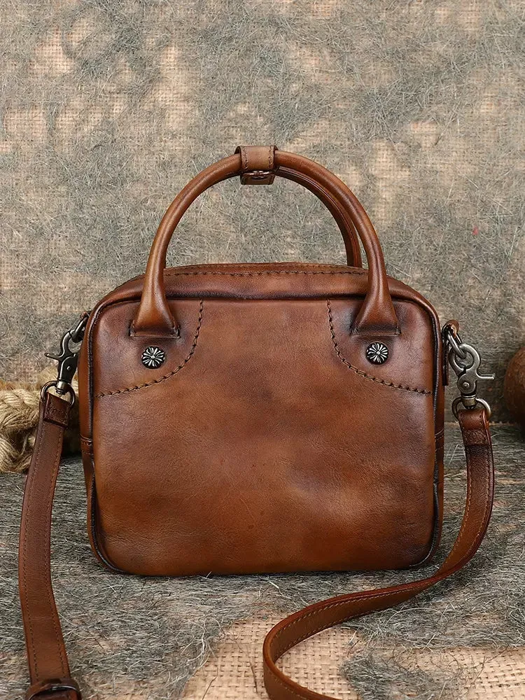 Ladies Small Leather Handbag Brown Shoulder Bag For Women