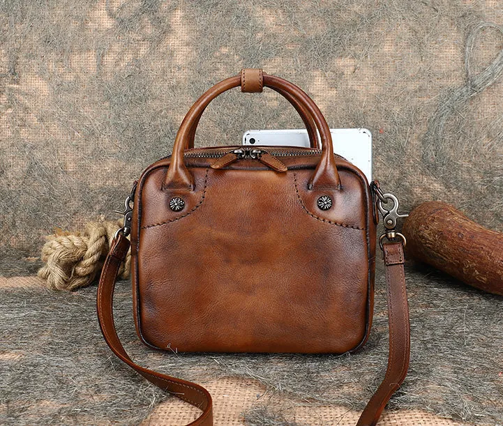 Ladies Small Leather Handbag Brown Shoulder Bag For Women