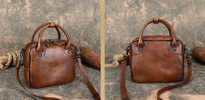 Ladies Small Leather Handbag Brown Shoulder Bag For Women