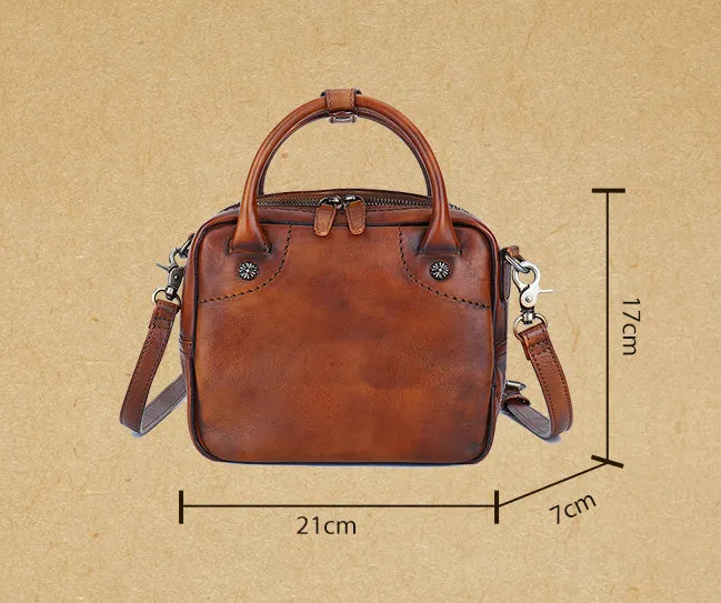 Ladies Small Leather Handbag Brown Shoulder Bag For Women