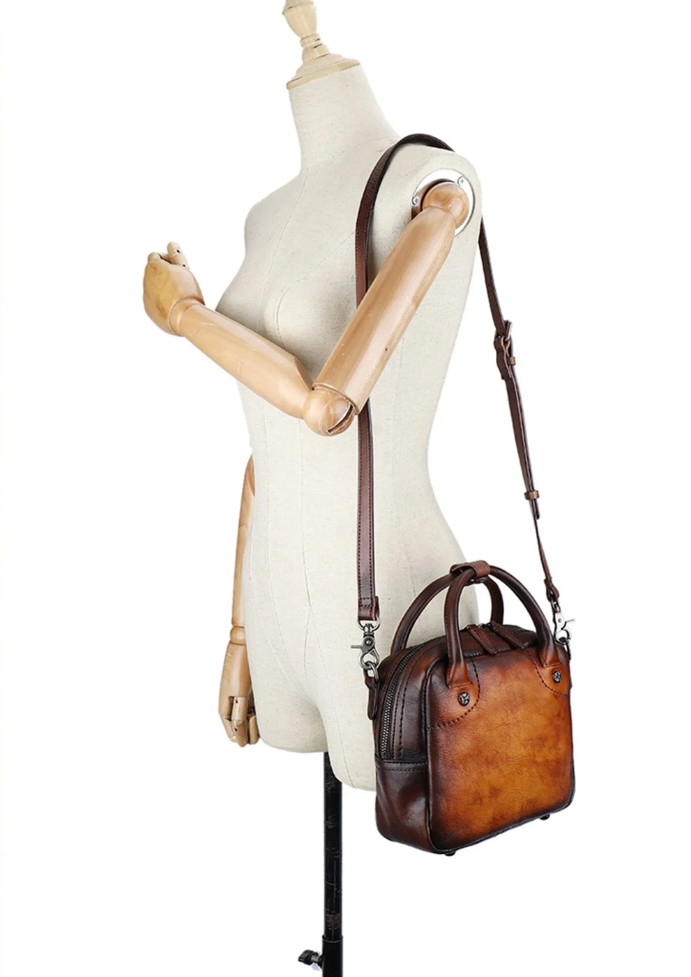 Ladies Small Leather Handbag Brown Shoulder Bag For Women