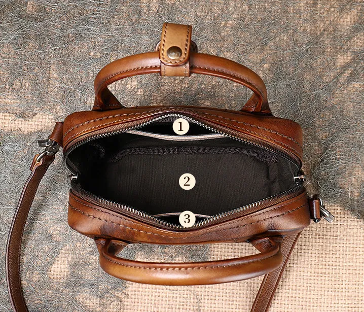 Ladies Small Leather Handbag Brown Shoulder Bag For Women