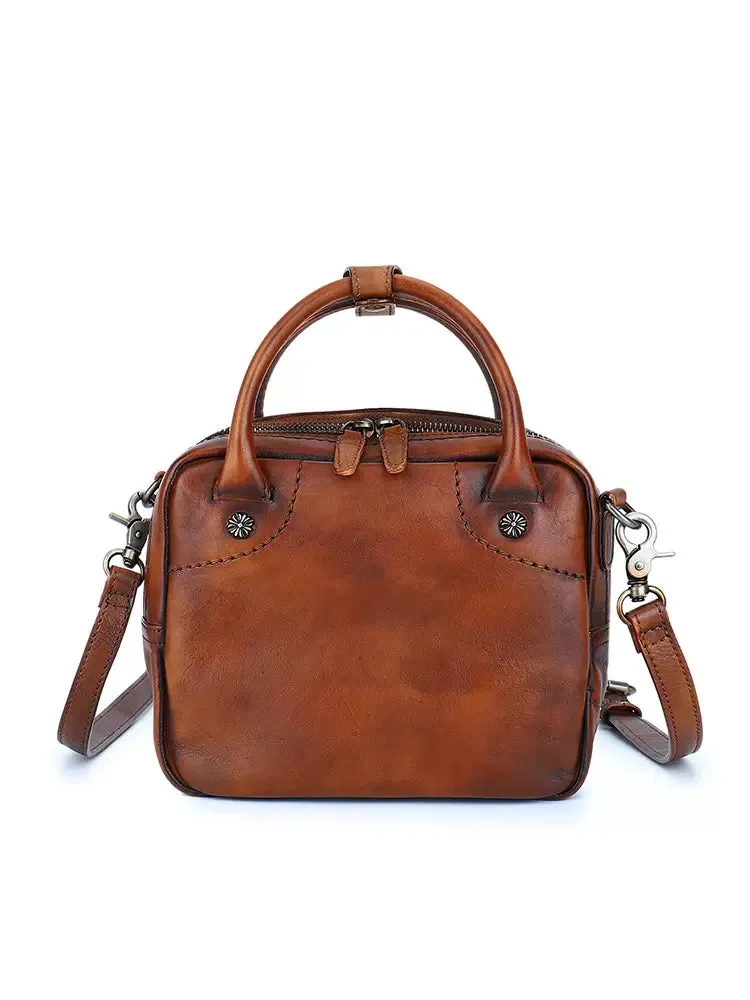 Ladies Small Leather Handbag Brown Shoulder Bag For Women