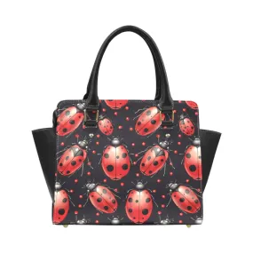 Ladybug Purse Handbag, Cute Red Vegan Leather Designer Women Gift Satchel Top Zip Handle Bag Shoulder Strap Ladies