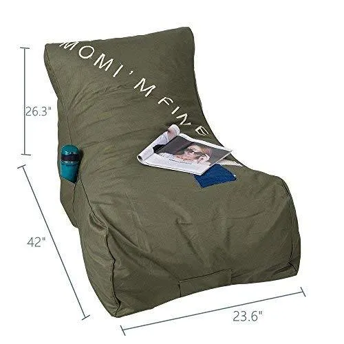 Lazy Lounger Memory Foam Sofa with Dirt-Proof Oxford Fabric&Side Pocket for Kids, Armygreen