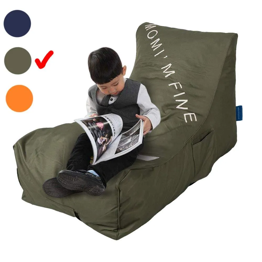 Lazy Lounger Memory Foam Sofa with Dirt-Proof Oxford Fabric&Side Pocket for Kids, Armygreen