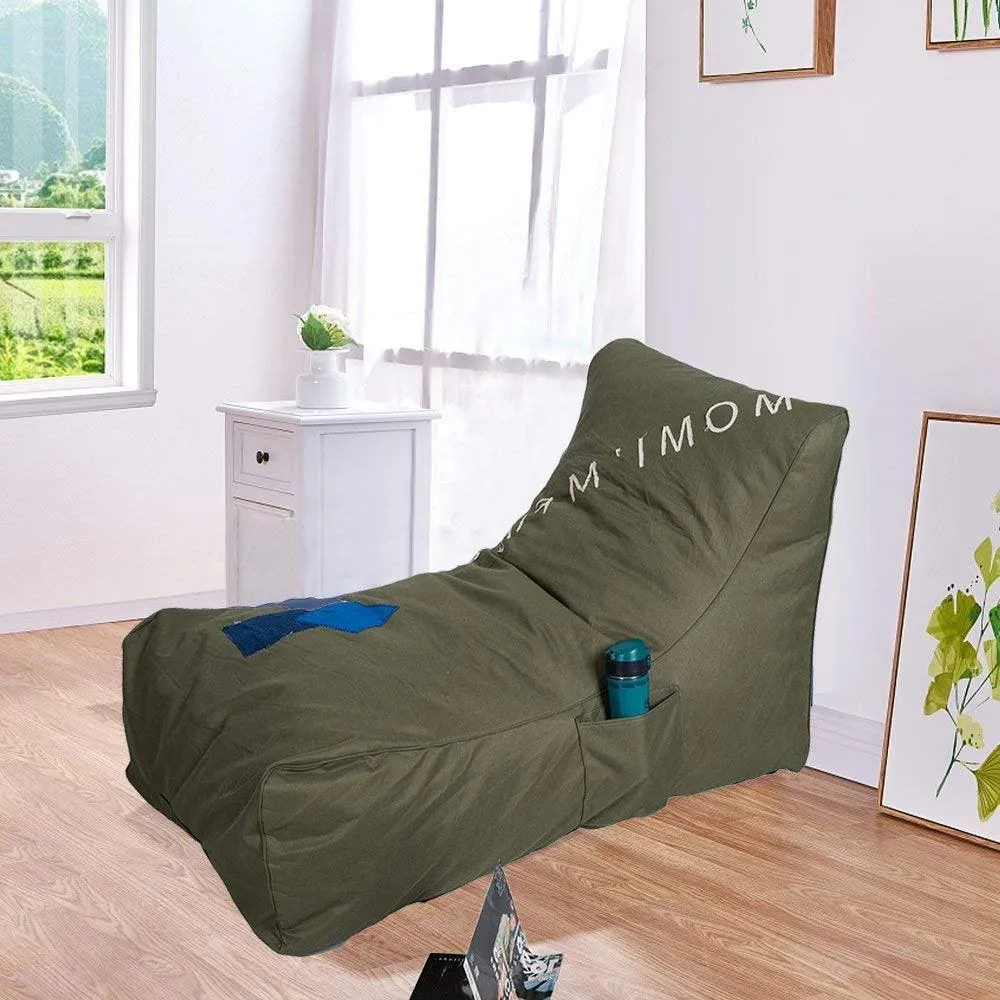 Lazy Lounger Memory Foam Sofa with Dirt-Proof Oxford Fabric&Side Pocket for Kids, Armygreen