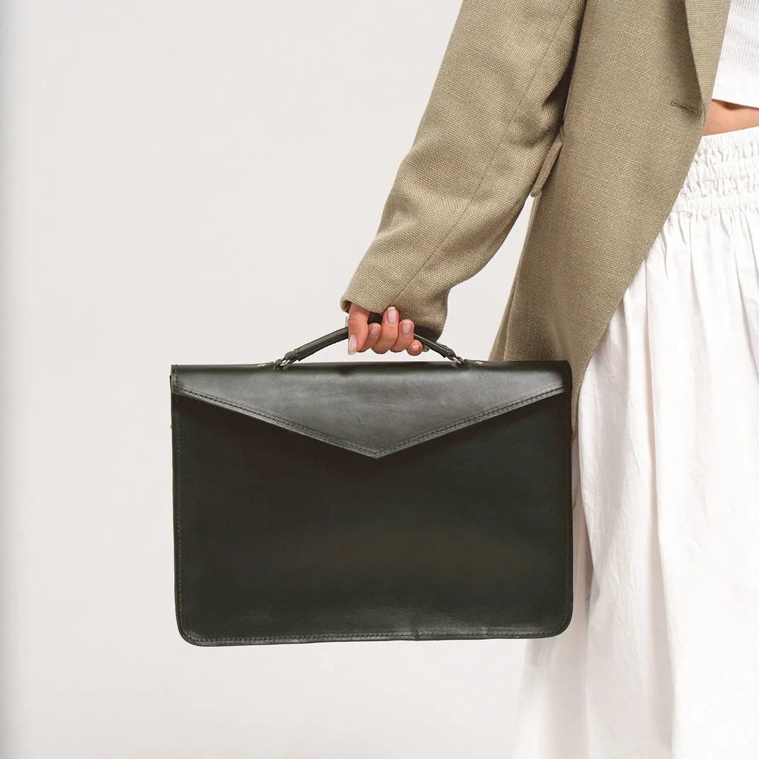 Leather Briefcase (Forest Green)