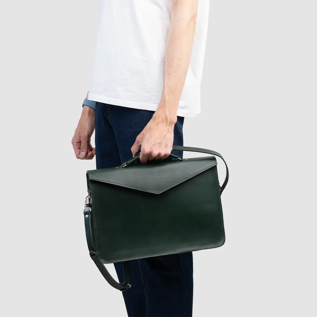 Leather Briefcase (Forest Green)