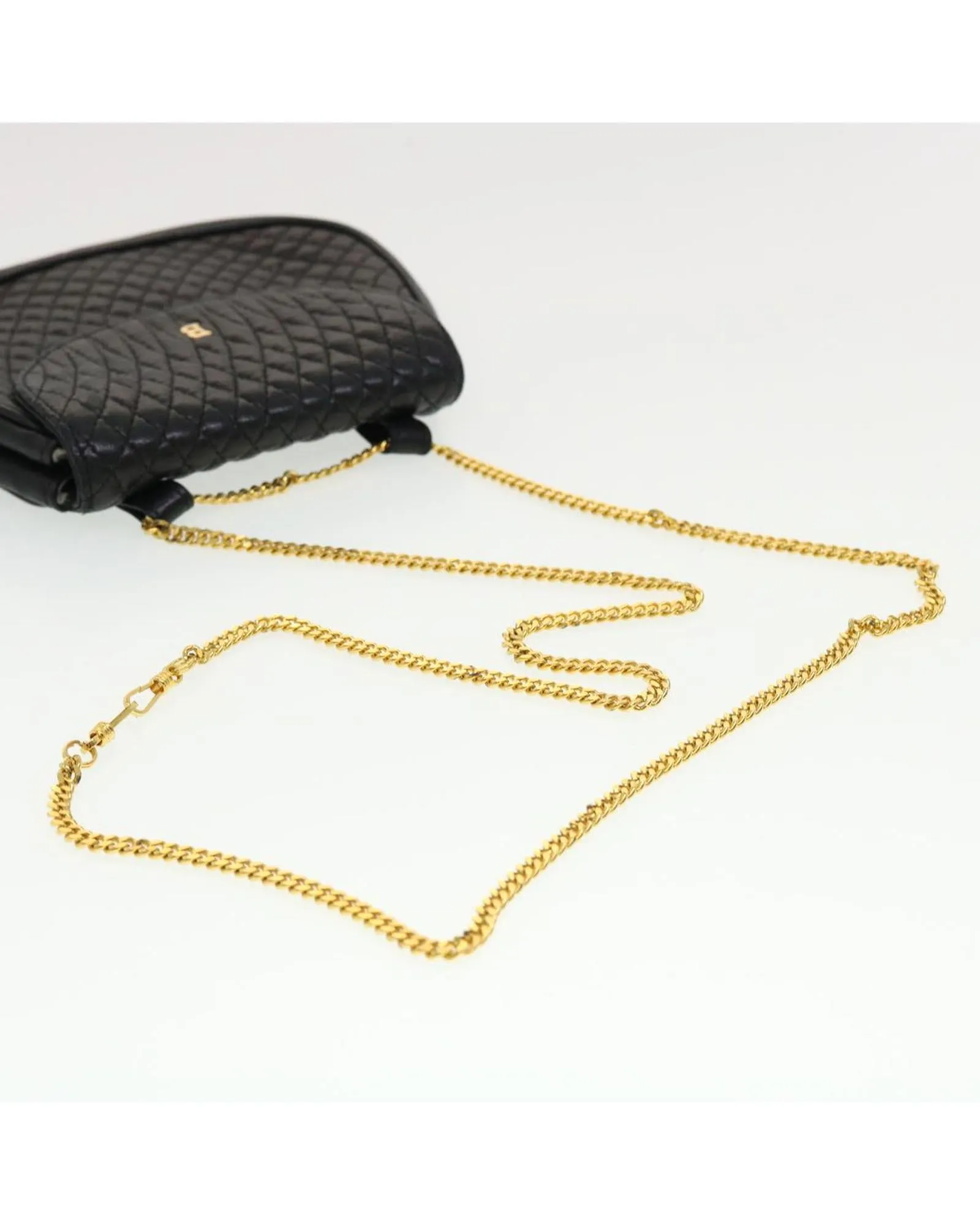 Leather Chain Shoulder Bag in Black