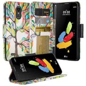 LG Stylo 3 Case, LG Stylo 3 Plus Wallet Case, Wrist Strap Magnetic Fold [Kickstand] Slim Pu Leather Wallet Case with ID & Card Slots for Stylo 3 / Stylo 3 Plus - Vibrant Tree