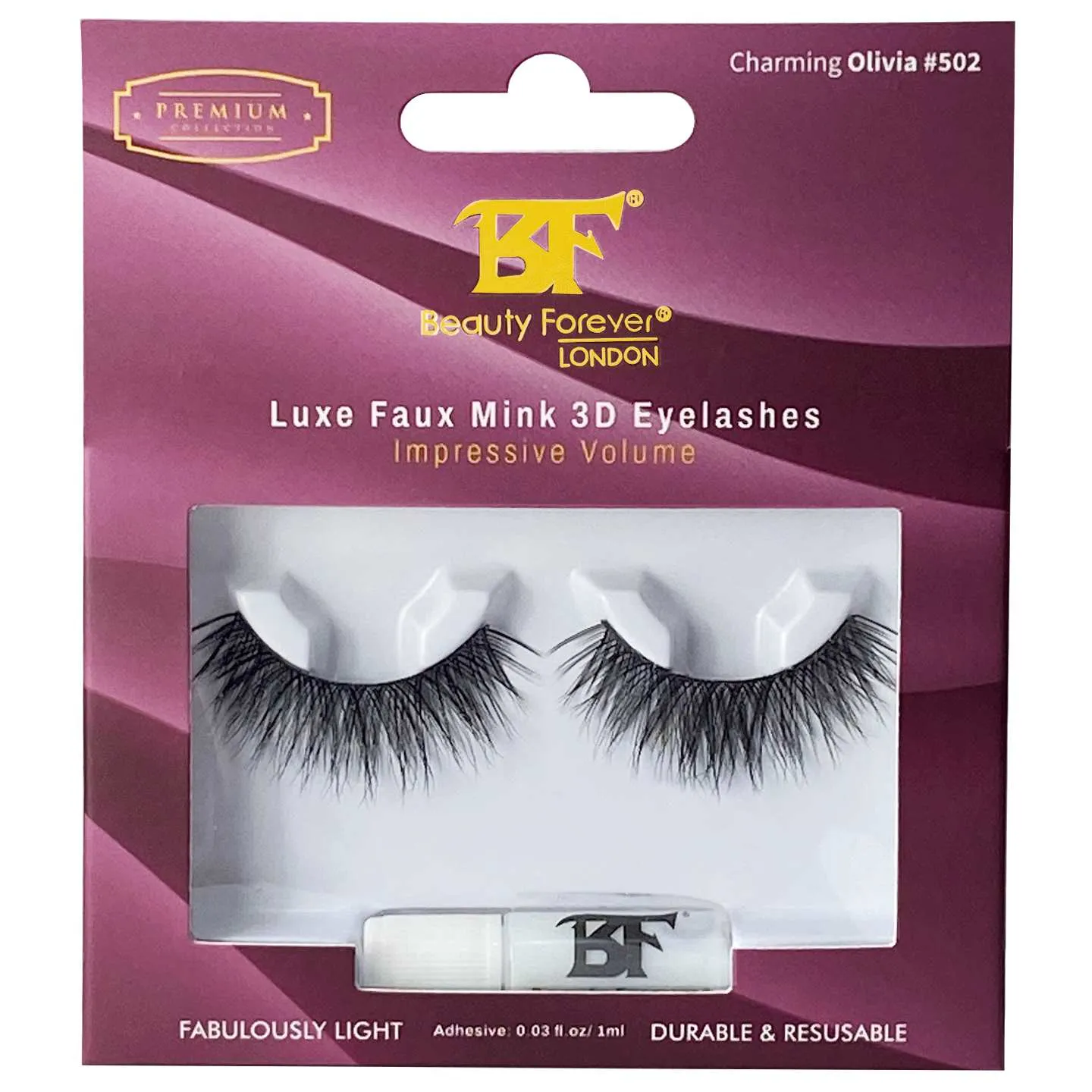 Luxe Faux Mink 3D Eyelashes - Charming Oilvia #502 (Impressive Volume)