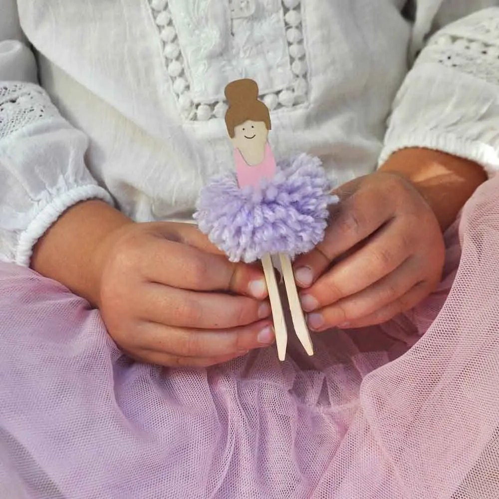 Make Your Own Pom Pom Ballerina Peg Doll Kit