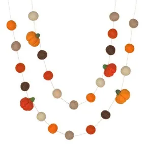 Matthew   Mae - Felt Pumpkin Garland- Orange & Brown- Fall Autumn Halloween