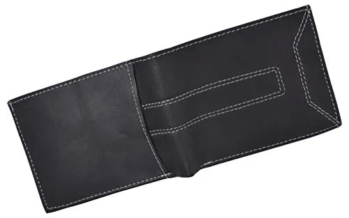 Mens Leather Multi Card Bifold with Double Flip-up 4 ID Windows Black