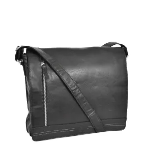 Mens Messenger Leather Bag Casual Office Students Man Bag Barney Black