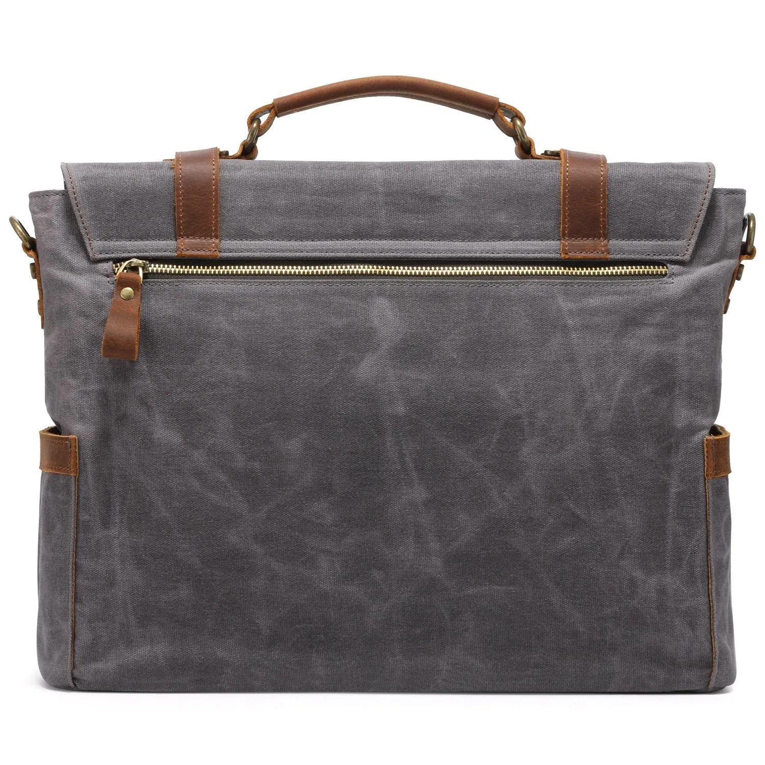 Men's oil wax canvas leather shoulder bag with Crazy Horse leather shoulder bag with computer briefcase and retro shoulder bag