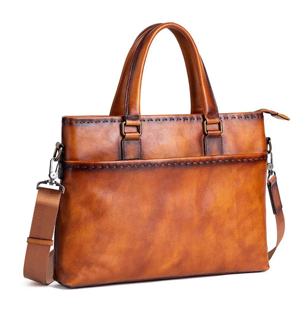 Mens Vintage Leather Buiness Briefcase Shoulder Cross Body Bag   2769