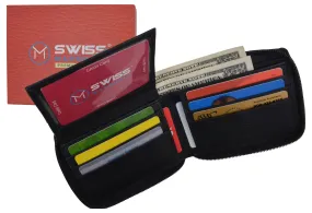 Men's Zipper RFID Blocking Premium Leather Zip-Around Credit Card ID Bifold Black Wallet Box