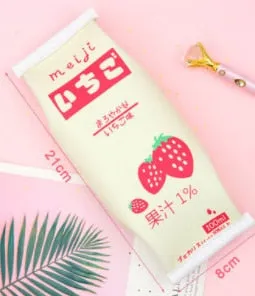 Milk Box Strawberry pencil bag case Kawaii